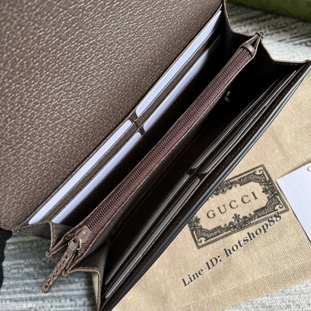 Gucci官網新款超大GG圖案女包 古馳經典Ophidia系列翻蓋式長錢包523153 gqy4453